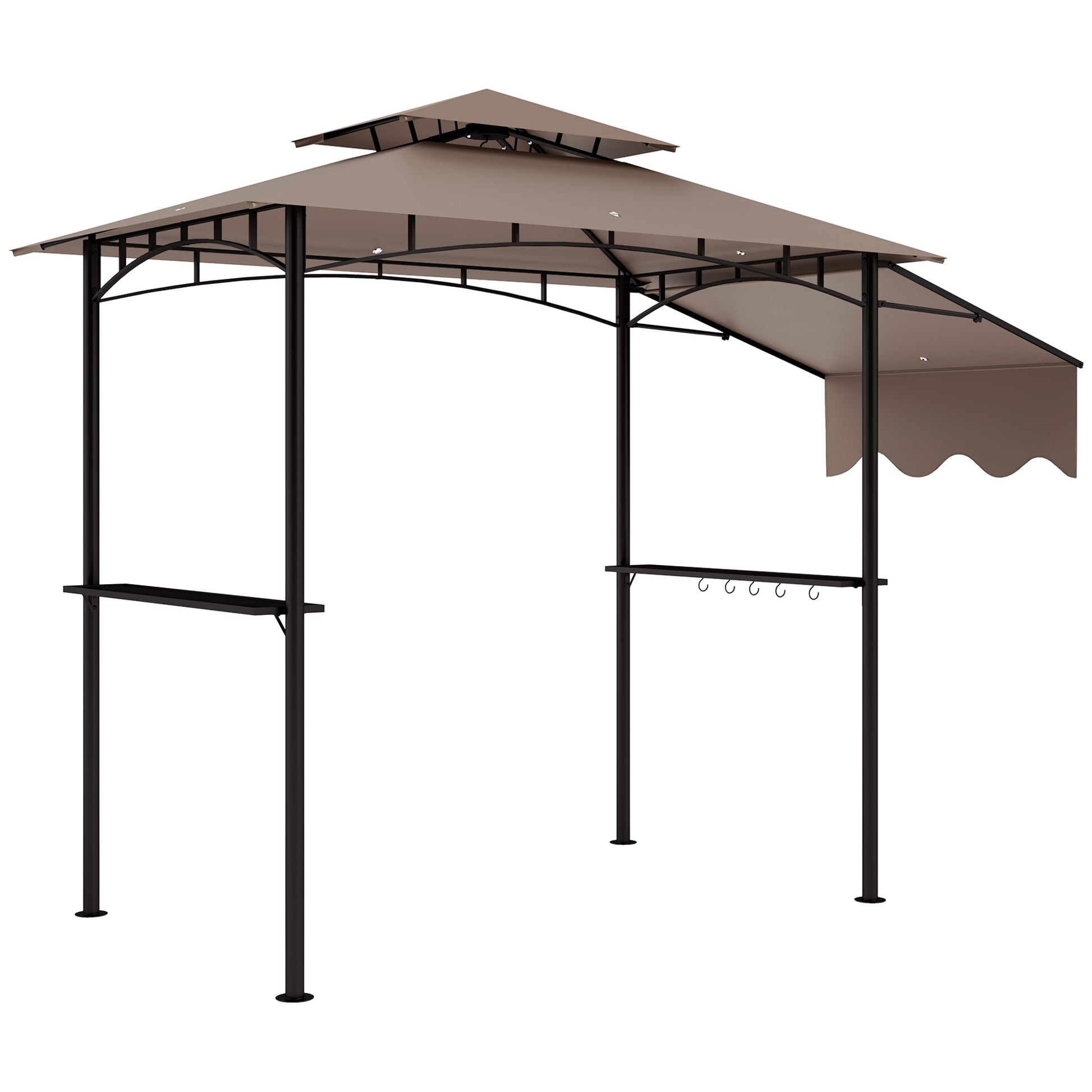 8' x 5' Grill Gazebo - Double Tiered Khaki Shelter-DECOROLALA