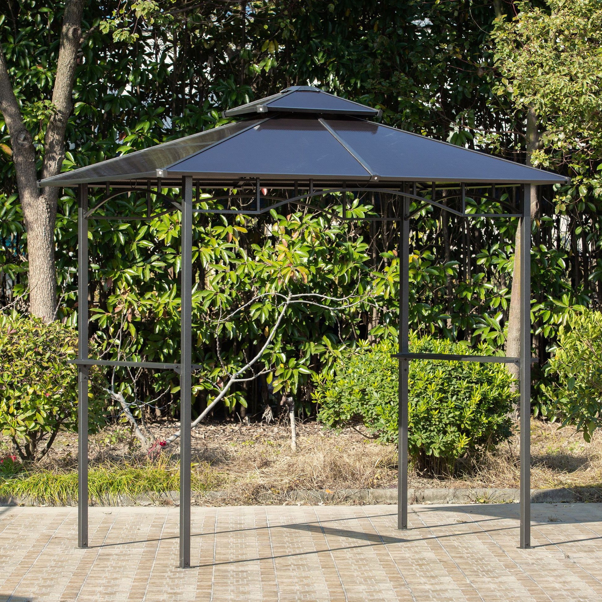 8' x 5' Hardtop Grill Gazebo - Brown Aluminum-DECOROLALA