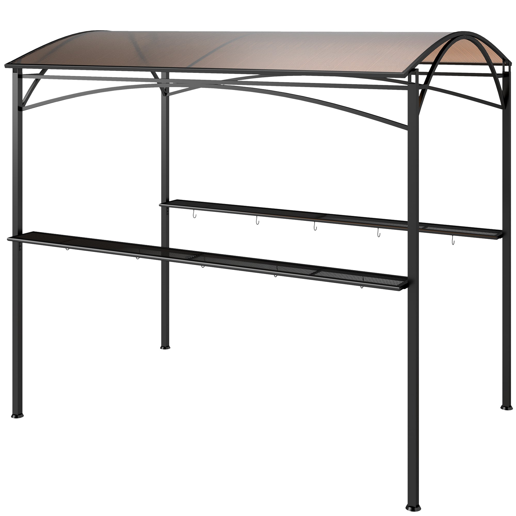 8' x 5' Hardtop Grill Gazebo - Brown PC Roof BBQ Canopy-DECOROLALA
