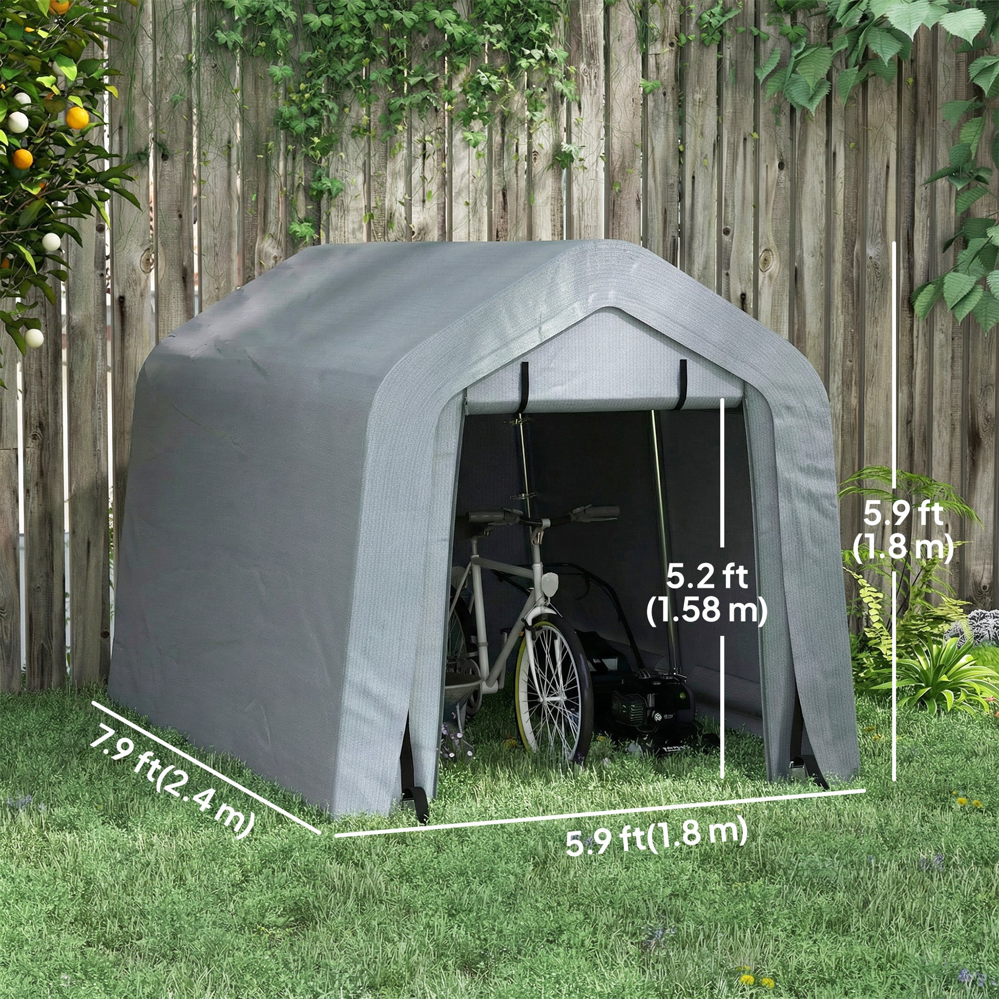 8' x 6' Carport Outdoor Storage Shelter - Dark Grey-Patio & Garden > Wedding & Events Tents > Car Shelters-DECOROLALA