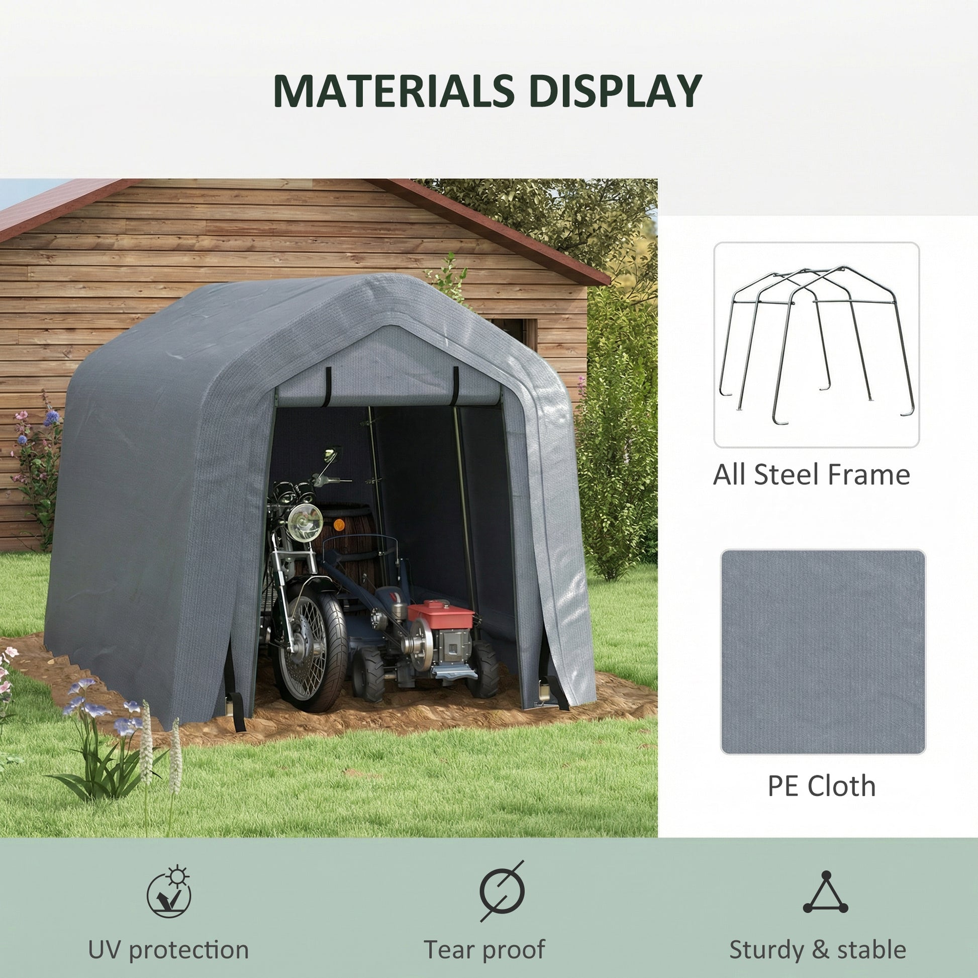 8' x 6' Carport Outdoor Storage Shelter - Dark Grey-Patio & Garden > Wedding & Events Tents > Car Shelters-DECOROLALA