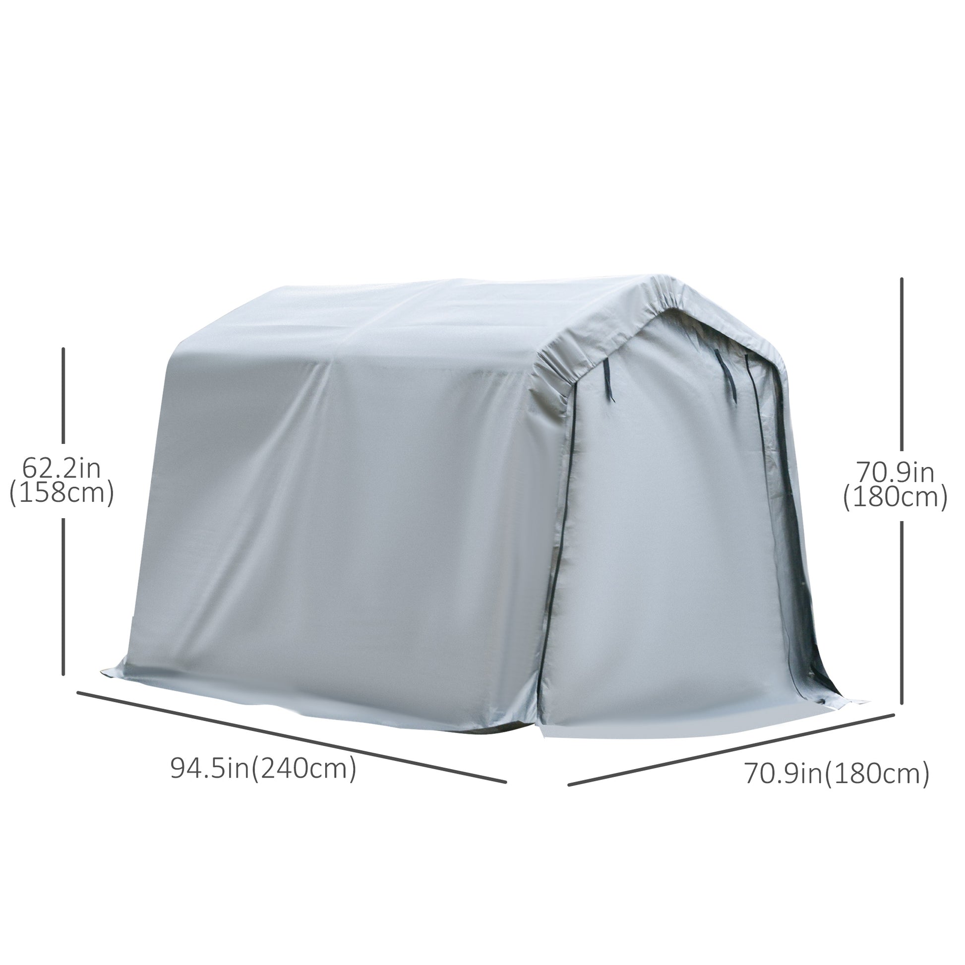 8' x 6' Carport Storage Shelter with Roll-up Door - Grey-DECOROLALA