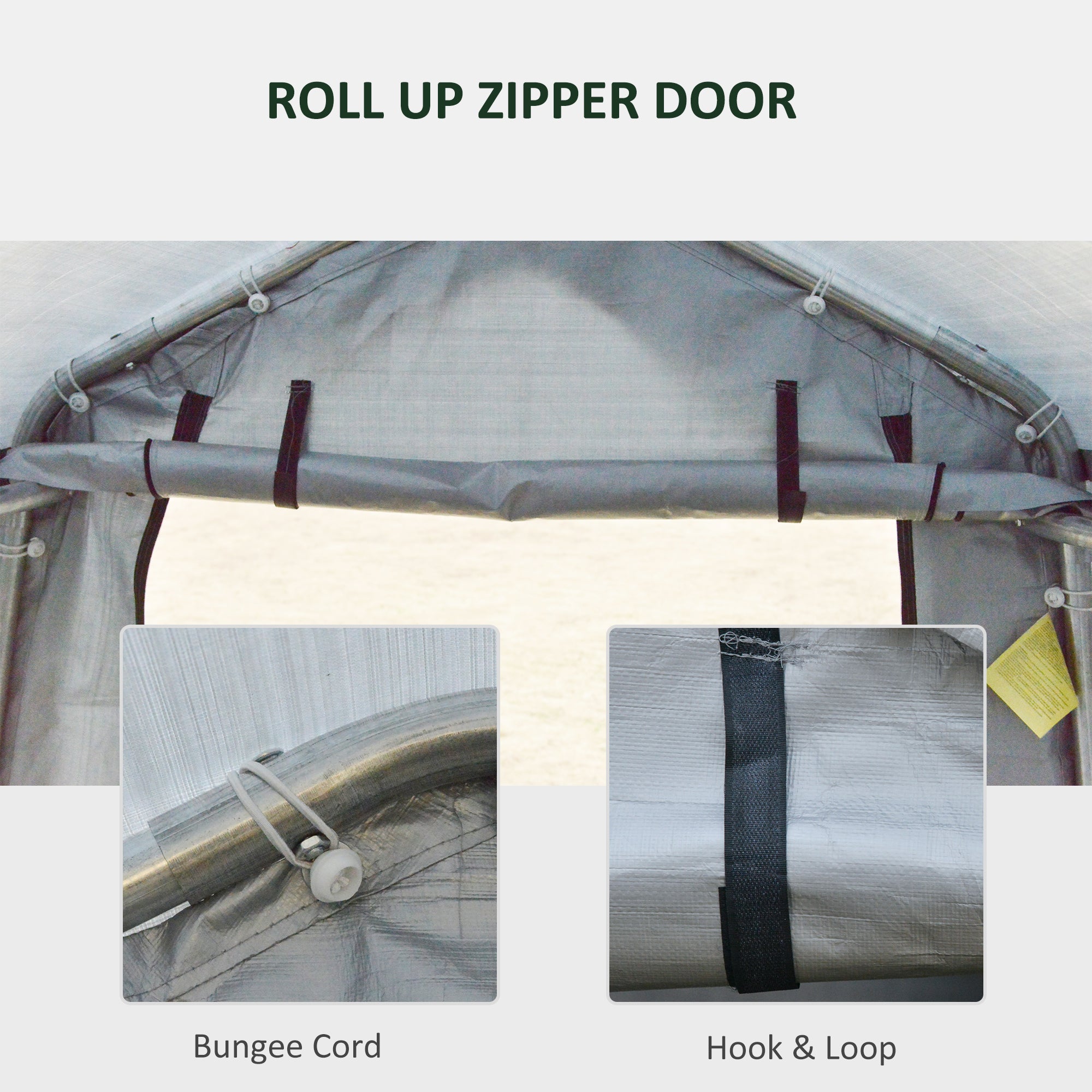 8' x 6' Carport Storage Shelter with Roll-up Door - Grey-DECOROLALA