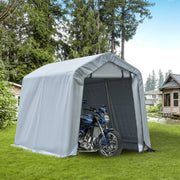 8' x 6' Carport Storage Shelter with Roll-up Door - Grey-DECOROLALA