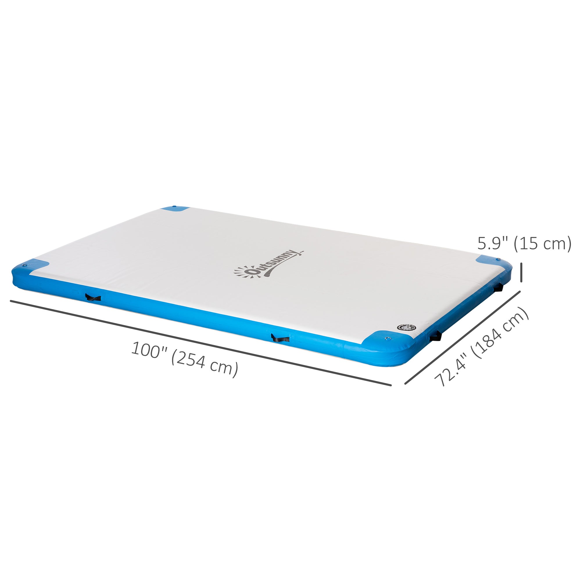 8' x 6' Inflatable Water Floating Dock - Blue/White-DECOROLALA