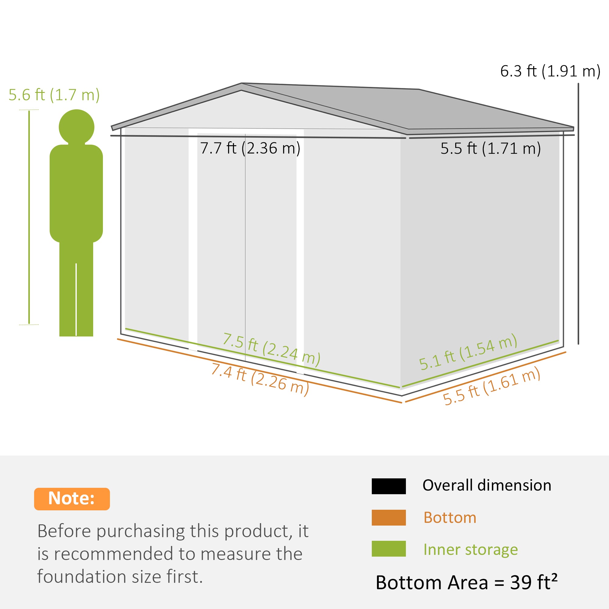 8' x 6' Metal Outdoor Storage Shed - Dark Brown-Patio & Garden > Lawn & Garden > Sheds-DECOROLALA