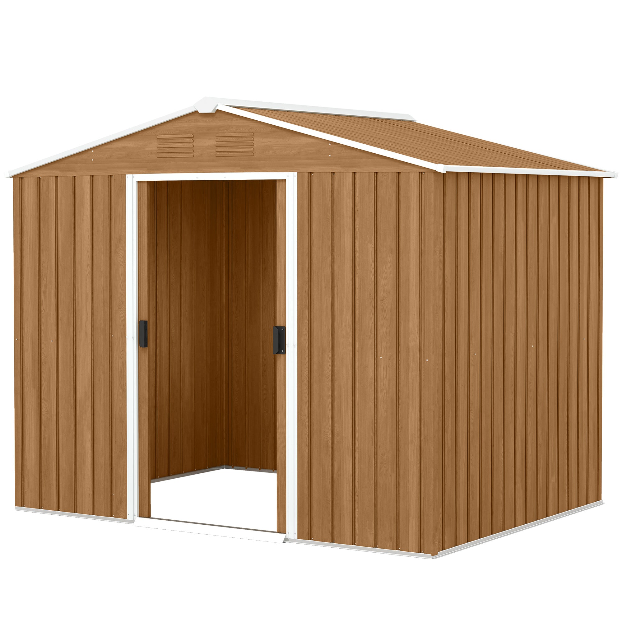 8' x 6' Metal Outdoor Storage Shed - Dark Brown-Patio & Garden > Lawn & Garden > Sheds-DECOROLALA