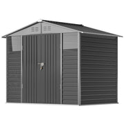 8' x 6' Metal Outdoor Storage Shed - Dark Grey-Storage Sheds-DECOROLALA