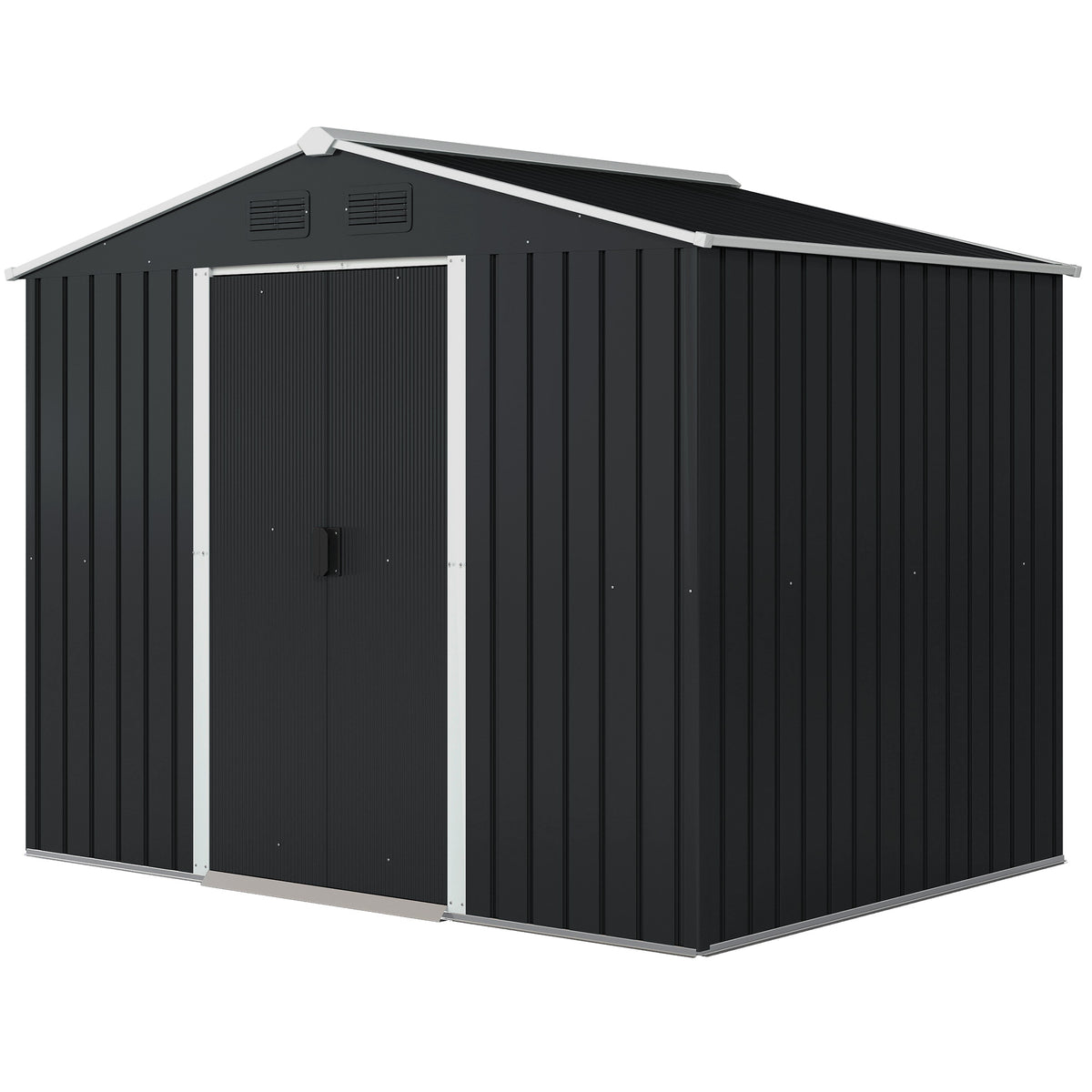 8' x 6' Outdoor Metal Storage Shed - Charcoal Grey-Patio & Garden > Lawn & Garden > Sheds-DECOROLALA