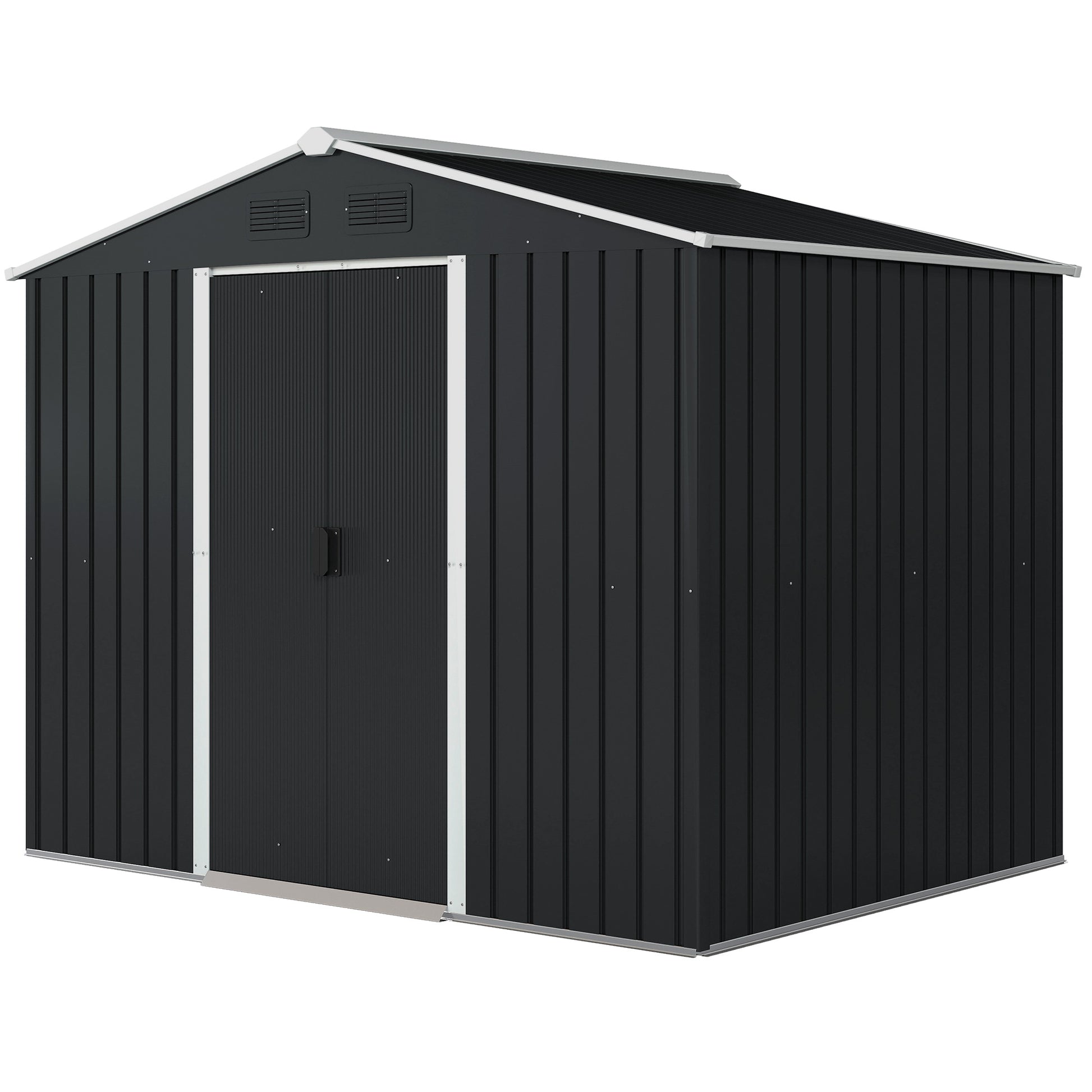8' x 6' Outdoor Metal Storage Shed - Charcoal Grey-Patio & Garden > Lawn & Garden > Sheds-DECOROLALA