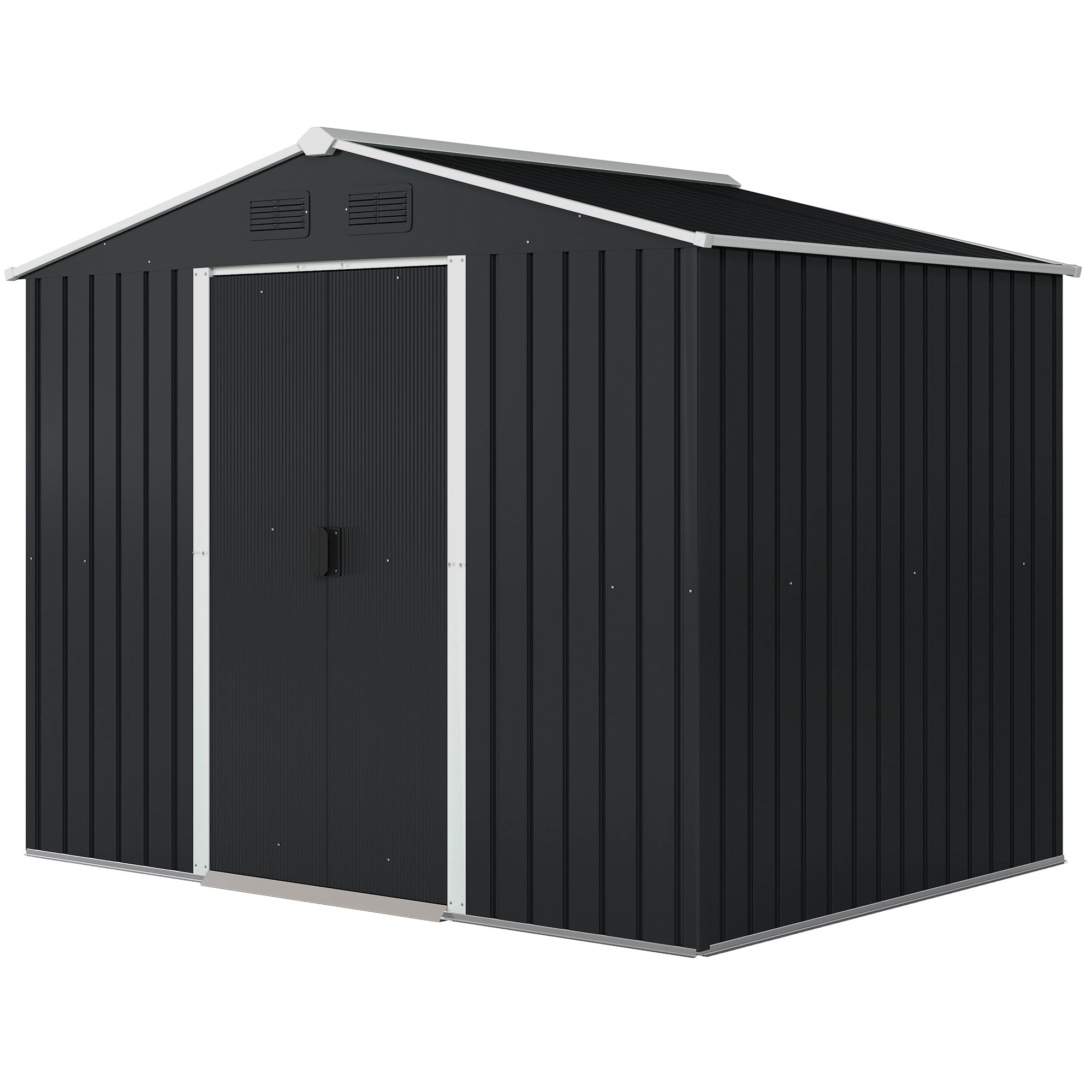 8' x 6' Outdoor Metal Storage Shed - Charcoal Grey-Patio & Garden > Lawn & Garden > Sheds-DECOROLALA