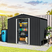 8' x 6' Outdoor Metal Storage Shed - Charcoal Grey-Patio & Garden > Lawn & Garden > Sheds-DECOROLALA