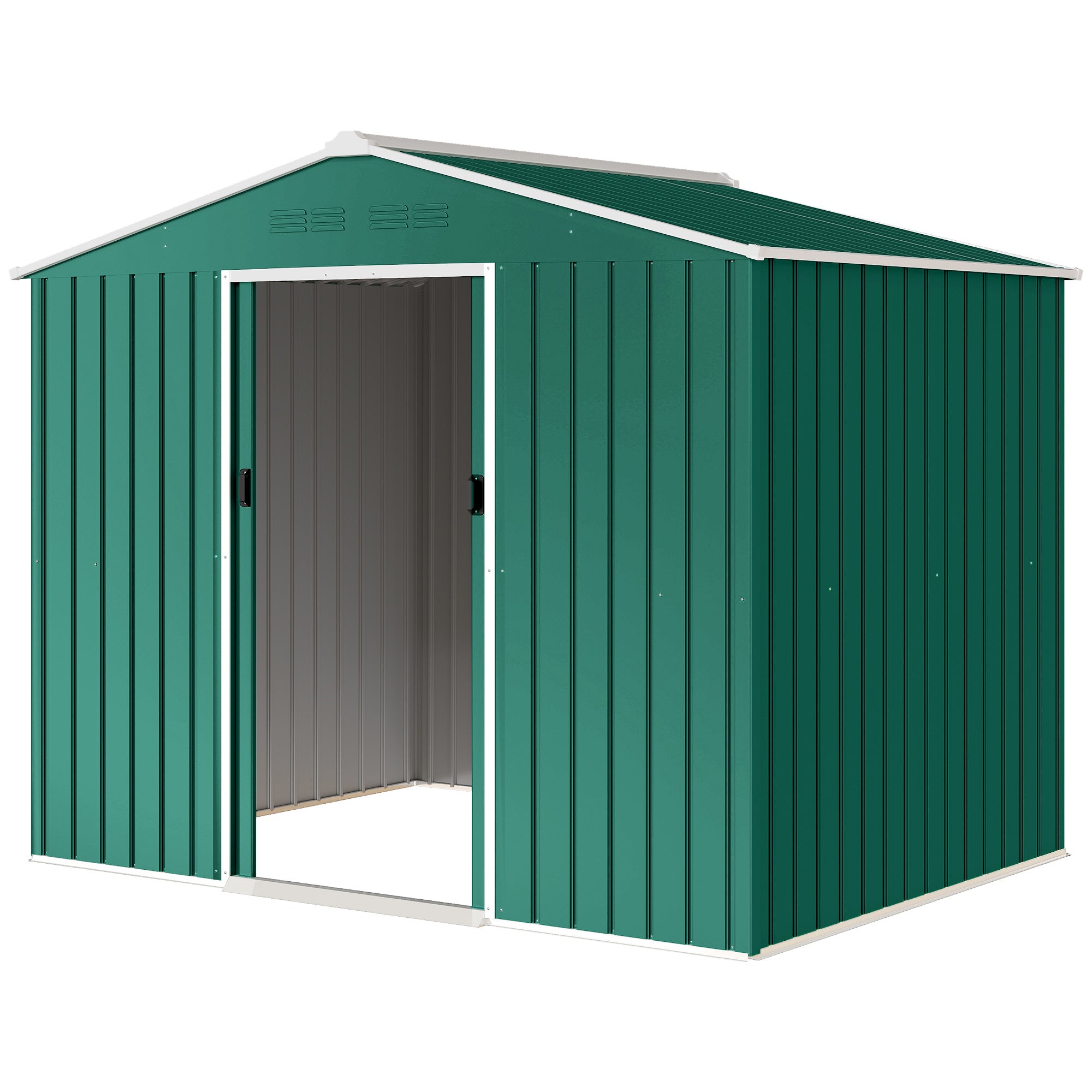 8' x 6' Outdoor Storage Shed - Green Galvanized Steel-Patio & Garden > Lawn & Garden > Sheds-DECOROLALA