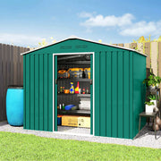 8' x 6' Outdoor Storage Shed - Green Galvanized Steel-Patio & Garden > Lawn & Garden > Sheds-DECOROLALA