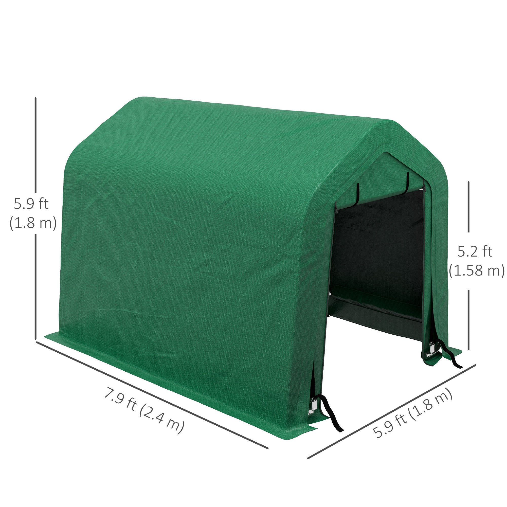 8' x 6' Outdoor Storage Shelter Carport - Green-Patio & Garden > Wedding & Events Tents > Car Shelters-DECOROLALA