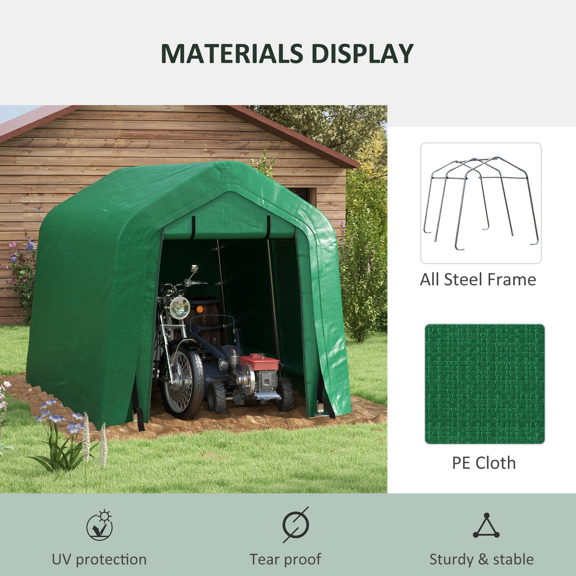 8' x 6' Outdoor Storage Shelter Carport - Green-Patio & Garden > Wedding & Events Tents > Car Shelters-DECOROLALA