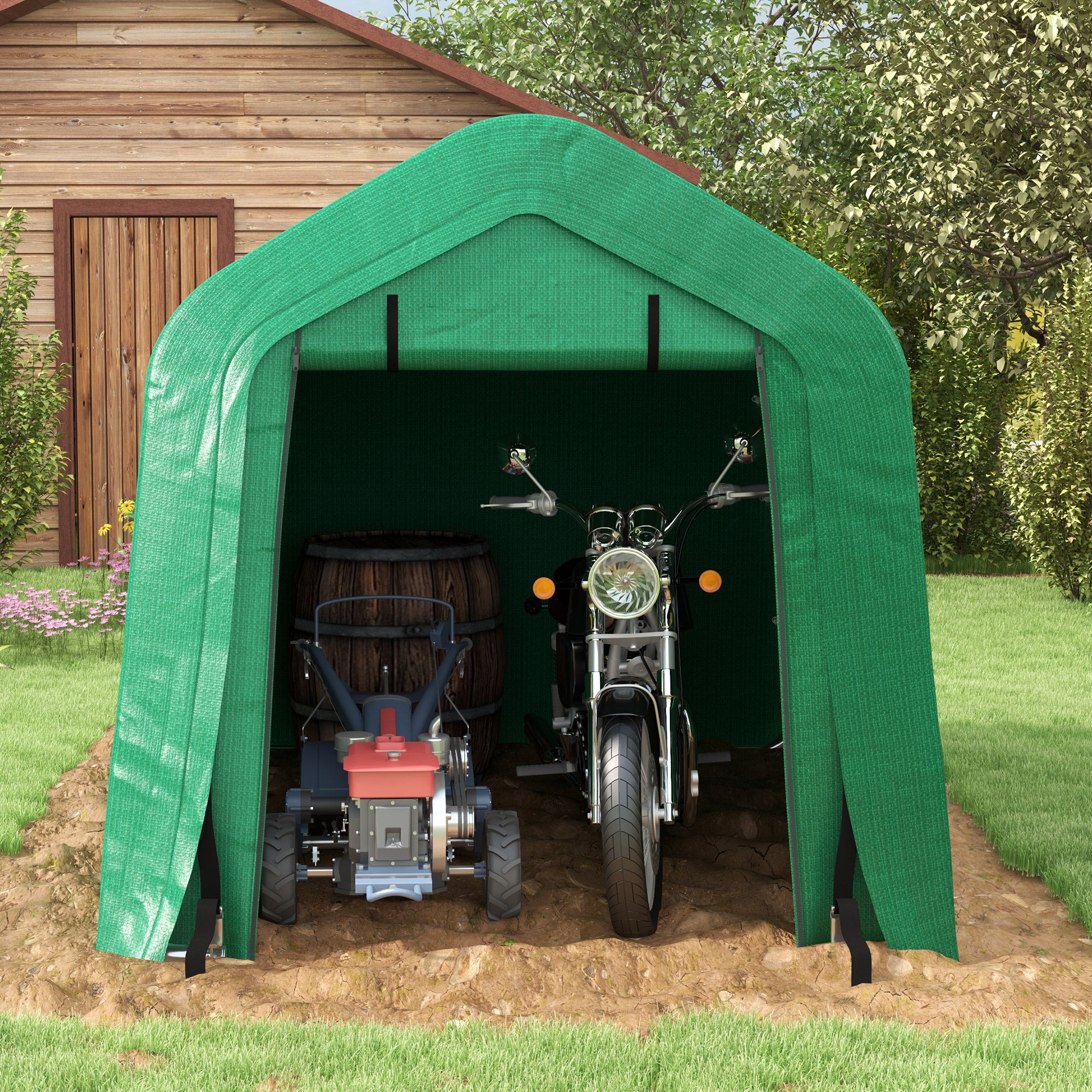 8' x 6' Outdoor Storage Shelter Carport - Green-Patio & Garden > Wedding & Events Tents > Car Shelters-DECOROLALA
