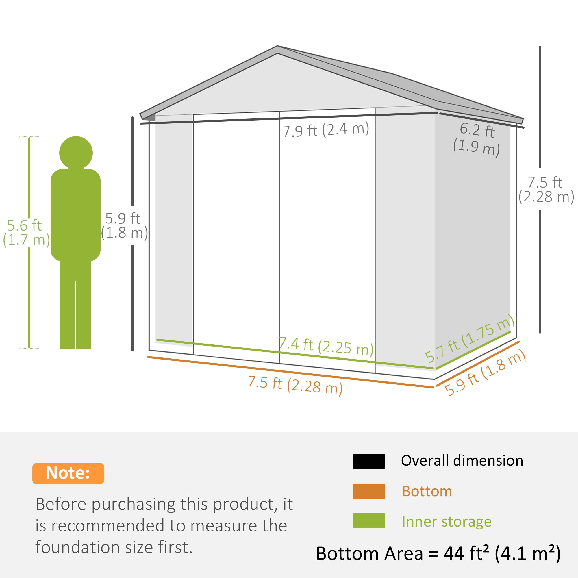 8' x 6' Plastic Garden Storage Shed - Light Grey-Patio & Garden > Lawn & Garden > Sheds-DECOROLALA