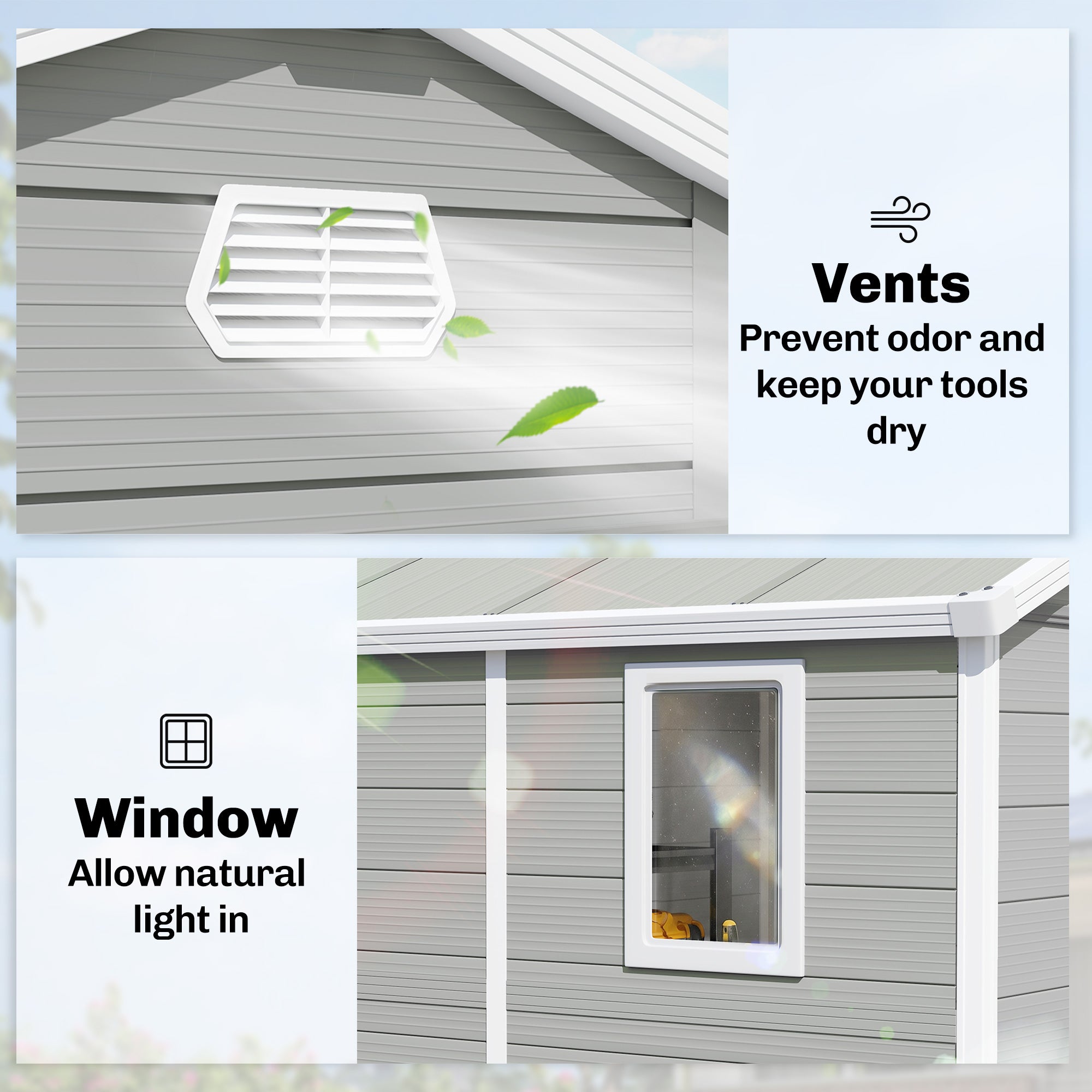 8' x 6' Plastic Garden Storage Shed - Light Grey-Patio & Garden > Lawn & Garden > Sheds-DECOROLALA