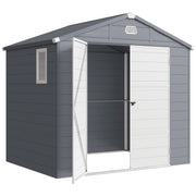 8' x 6' Plastic Garden Storage Shed with Window - Dark Grey-Patio & Garden > Lawn & Garden > Sheds-DECOROLALA