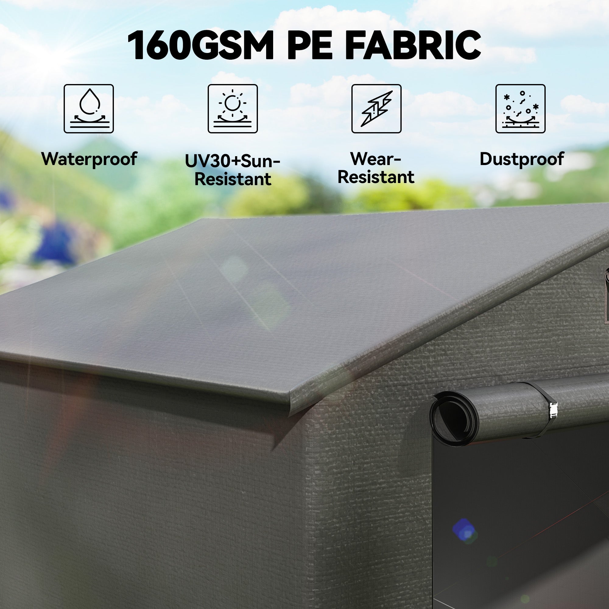 8' x 6' Portable Bike Storage Shed - Dark Grey Metal Frame-Patio & Garden > Lawn & Garden > Sheds > Portable Shed-DECOROLALA