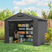 8' x 6' Portable Bike Storage Shed - Dark Grey Metal Frame-Patio & Garden > Lawn & Garden > Sheds > Portable Shed-DECOROLALA