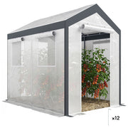 8' x 6' x 7.5' Walk-in Greenhouse - White PE Polytunnel-DECOROLALA