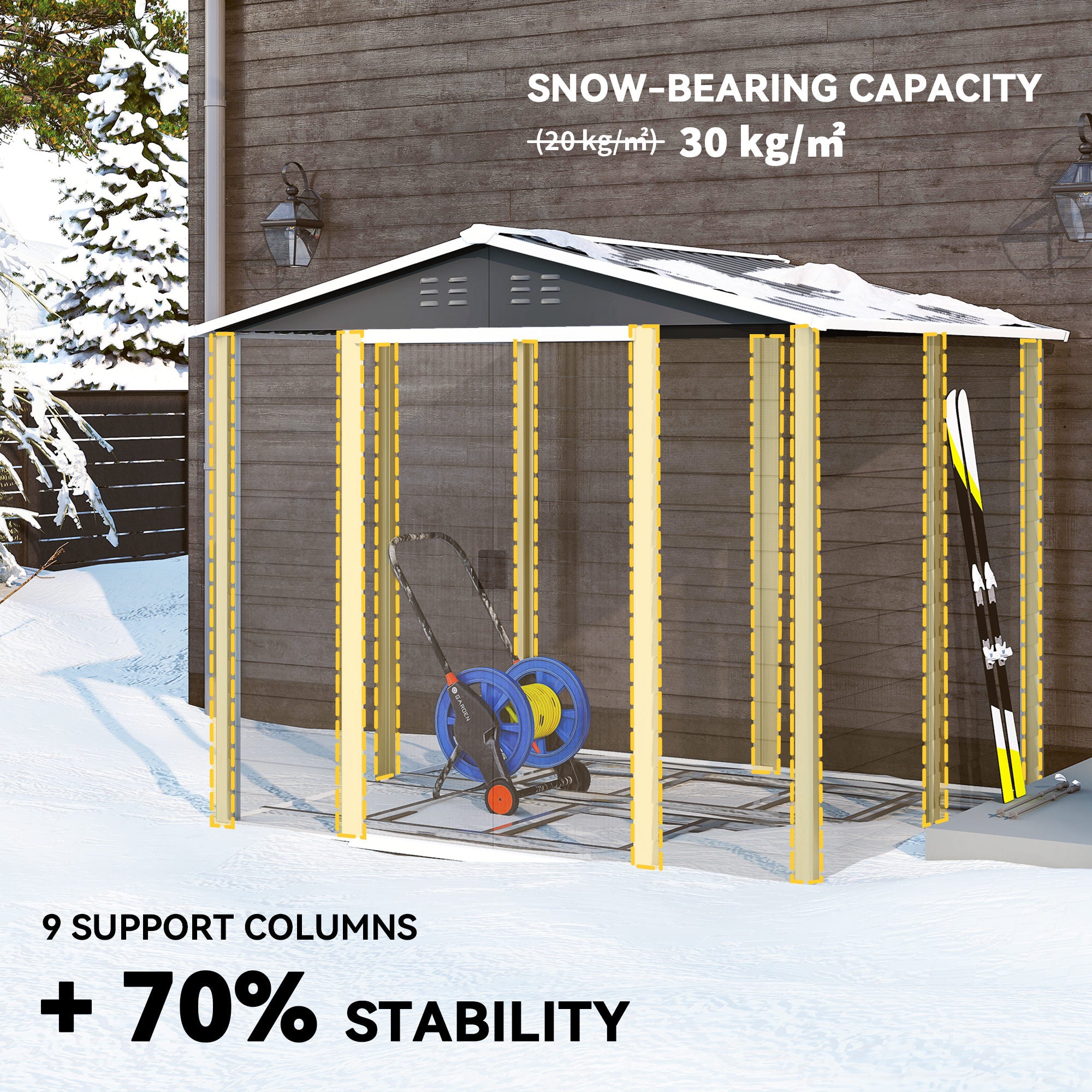 8' x 7' Outdoor Storage Shed - Dark Grey Galvanized Metal-Patio & Garden > Lawn & Garden > Sheds-DECOROLALA