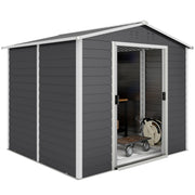 8' x 7' Outdoor Storage Shed - Dark Grey Galvanized Metal-Patio & Garden > Lawn & Garden > Sheds-DECOROLALA
