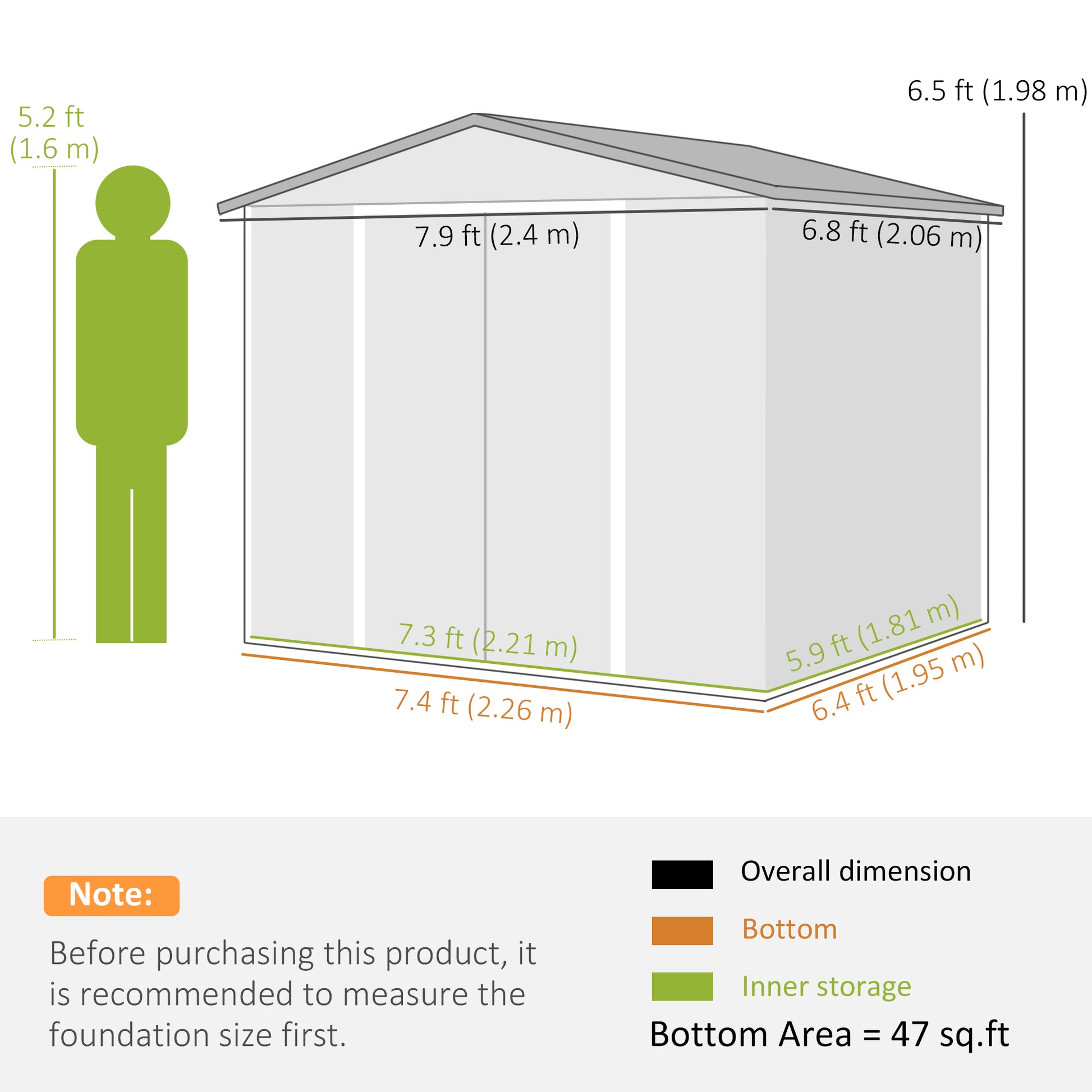 8' x 7' Outdoor Storage Shed - Teak Galvanized Steel Metal-Patio & Garden > Lawn & Garden > Sheds-DECOROLALA