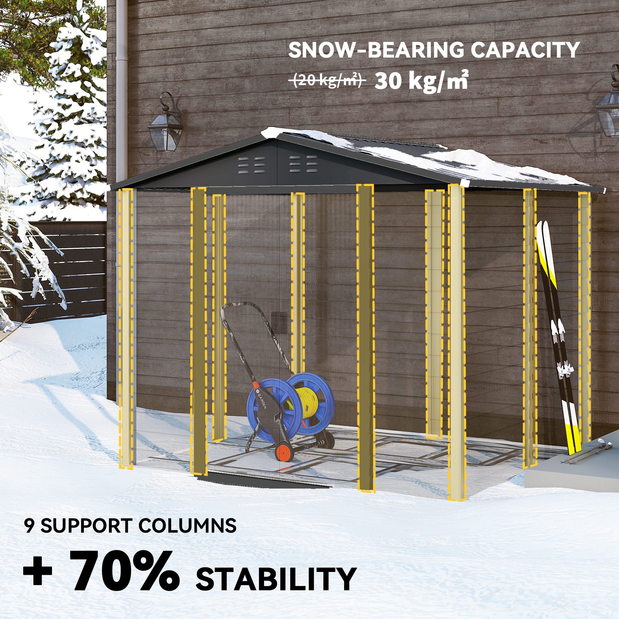 8' x 7' Outdoor Storage Shed - Teak Galvanized Steel Metal-Patio & Garden > Lawn & Garden > Sheds-DECOROLALA