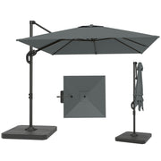 8' x 8' Cantilever Patio Umbrella with Base - Dark Grey-DECOROLALA