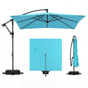 8 x 8 FT Offset Cantilever Patio Umbrella Square Hanging Outdoor Market Umbrella with 360° Rotation-Turquoise-Outdoor Umbrellas-DECOROLALA