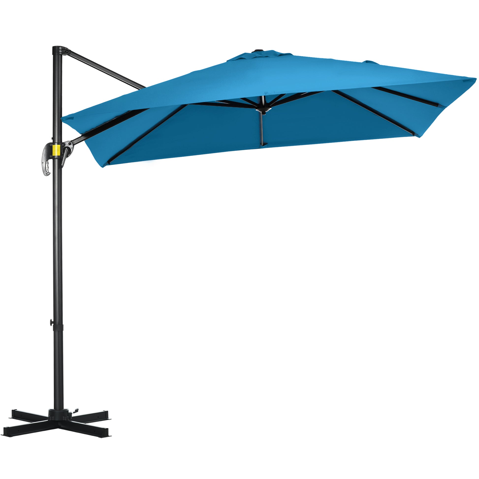 8' x 8' Patio Umbrella, Turquoise, Aluminum Cantilever Shade-DECOROLALA