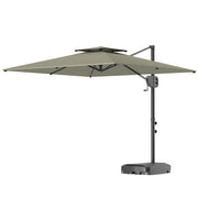 8' x 9' Patio Umbrella, Light Grey, Tilt & Crank Offset Cantilever-Cantilever Umbrellas-DECOROLALA
