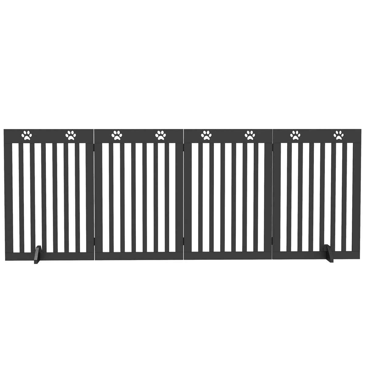 80" Extra Wide Freestanding Pet Gate - 4-Panel Folding MDF Black-Dog Supplies-DECOROLALA