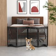 80" Extra Wide Freestanding Pet Gate - 4-Panel Folding MDF Black-Dogs-DECOROLALA