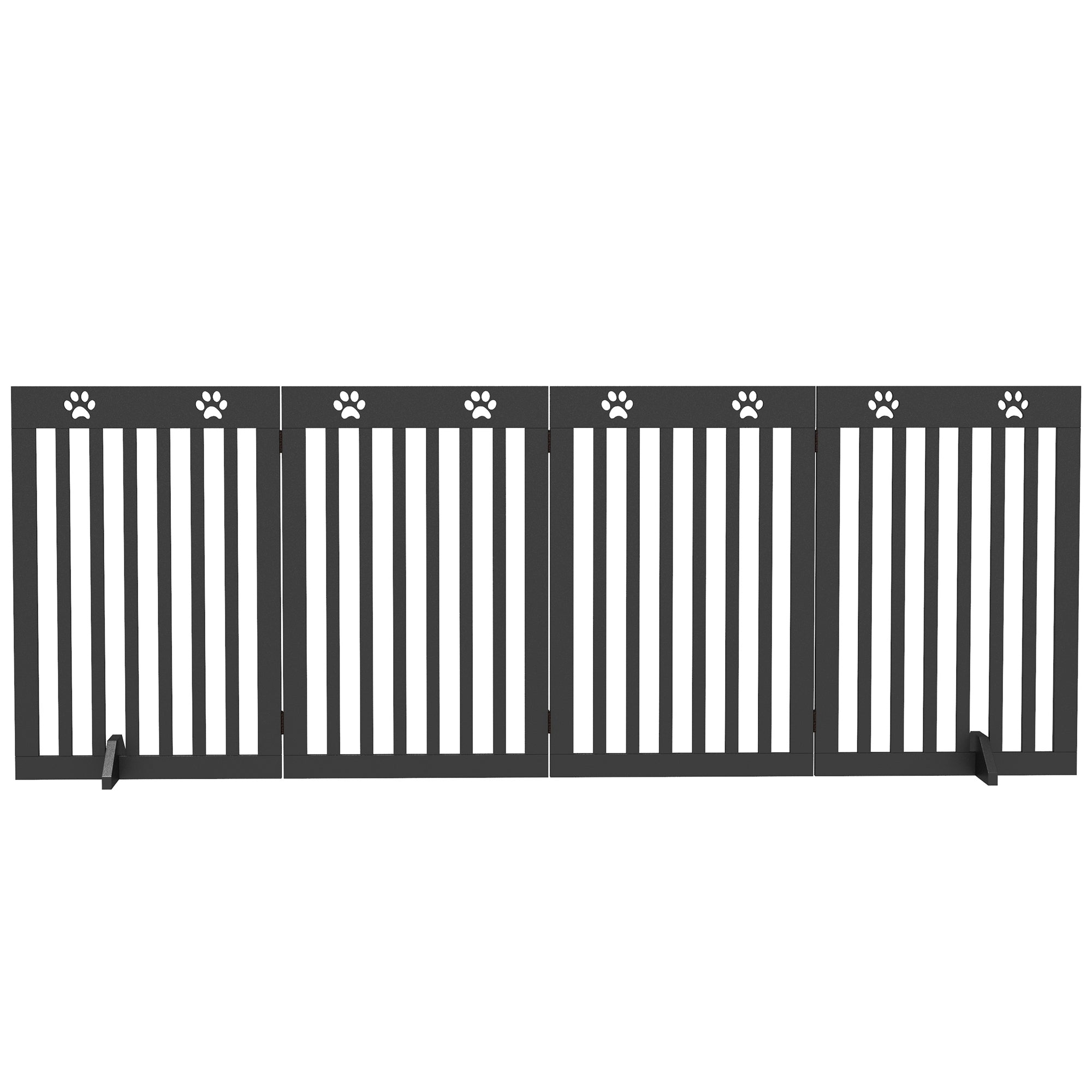 80" Extra Wide Freestanding Pet Gate with Support Feet, Black-Dogs-DECOROLALA