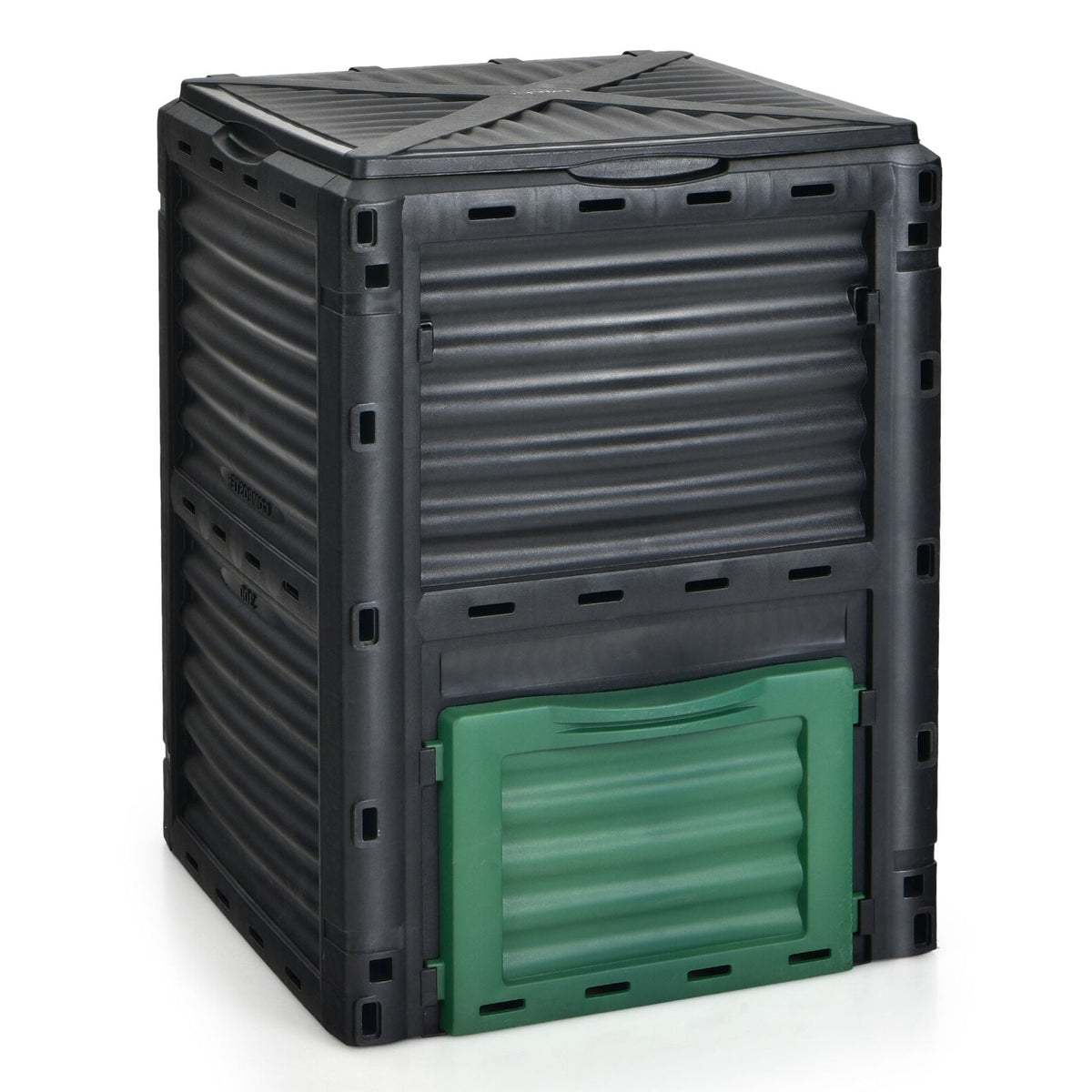 80-Gallon Outdoor Composter with Large Openable Lid and Bottom Exit Door-Green-Garden Tools-DECOROLALA