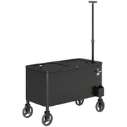 80-Qt Outdoor Patio Cooler Cart - Black Rolling Ice Chest-DECOROLALA
