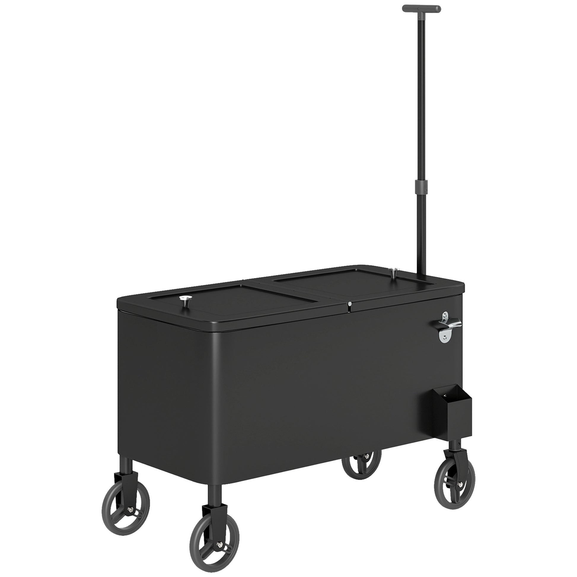 80-Qt Outdoor Patio Cooler Cart - Black Rolling Ice Chest-DECOROLALA
