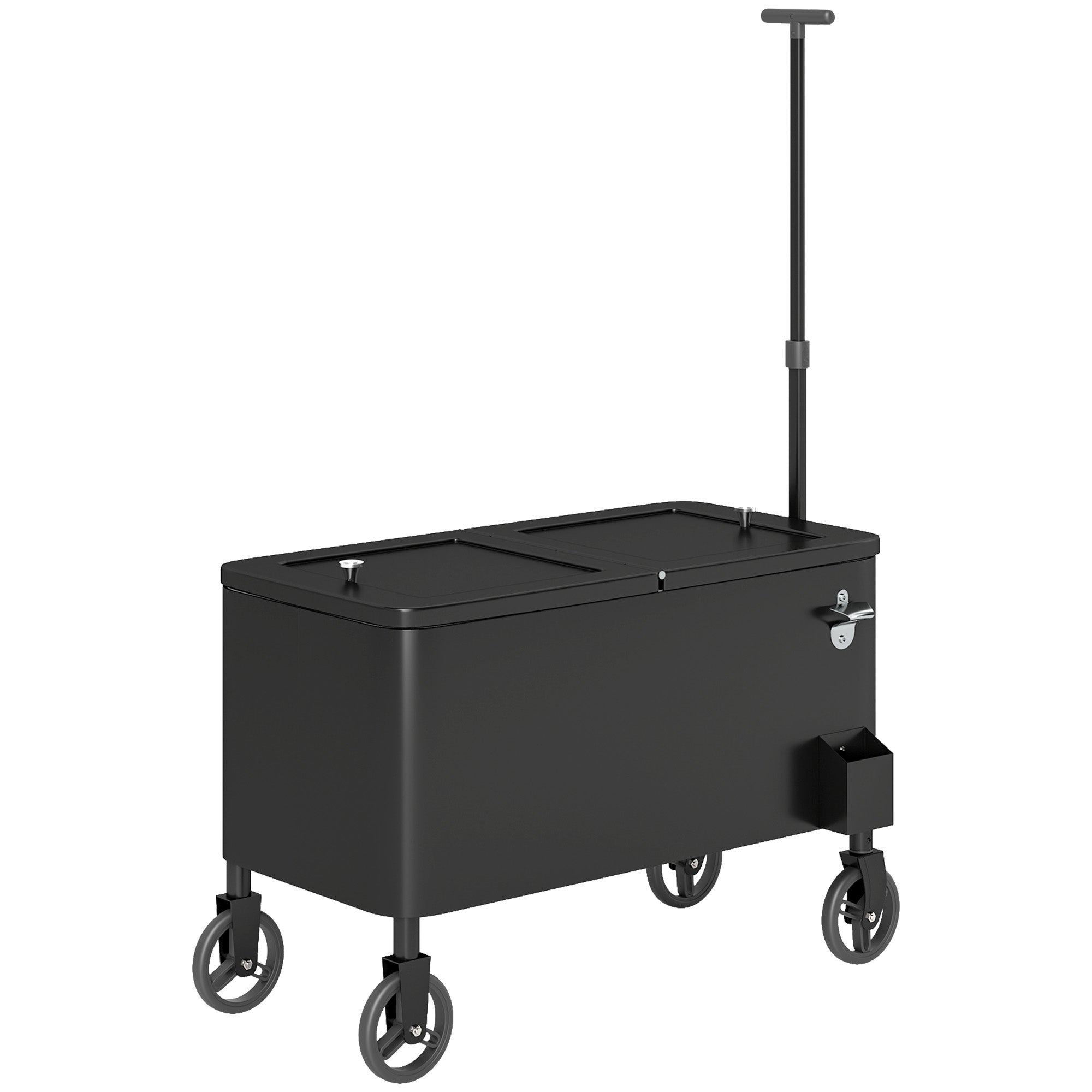 80-Qt Outdoor Patio Cooler Cart - Black Rolling Ice Chest-DECOROLALA