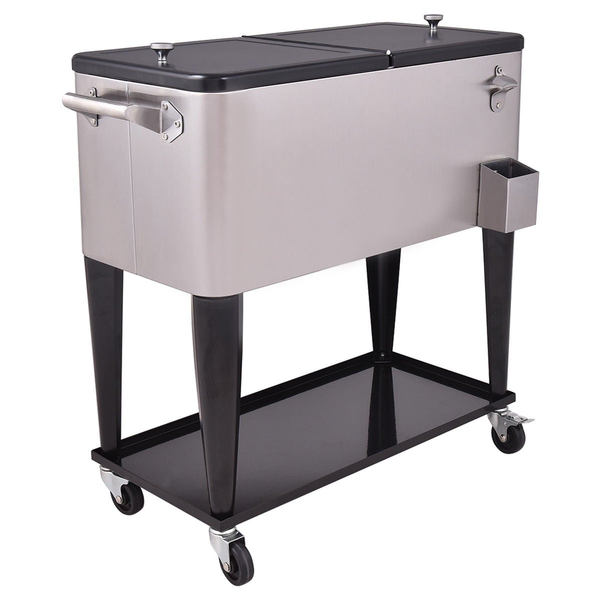 80 Quart Patio Rolling Stainless Steel Ice Beverage Cooler-Coolers-DECOROLALA