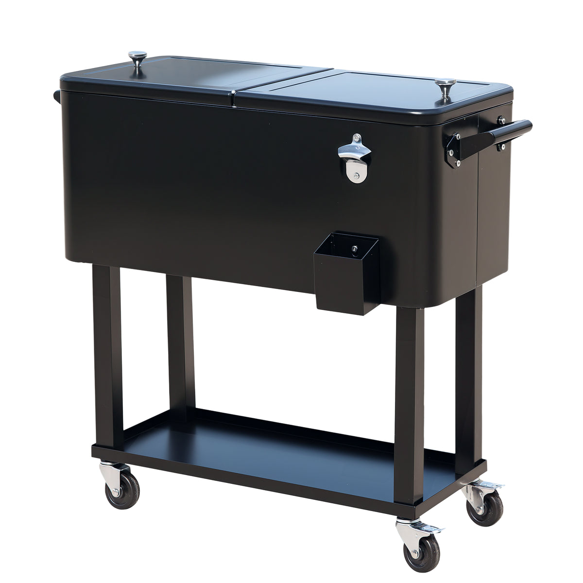 80 Quart Rolling Cooler Cart - Black Outdoor Patio Ice Bin-Coolers-DECOROLALA