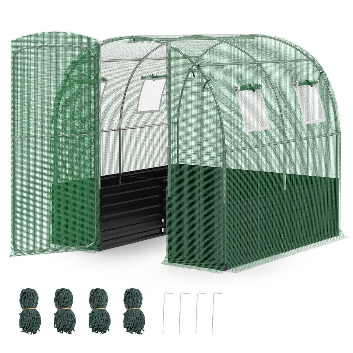 80 x 79 x 79 Inches Walk-in Greenhouse with Large Plant Bed-Green-Greenhouses-DECOROLALA