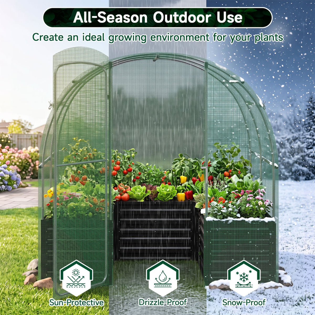 80 x 79 x 79 Inches Walk-in Greenhouse with Large Plant Bed-Green-Greenhouses-DECOROLALA