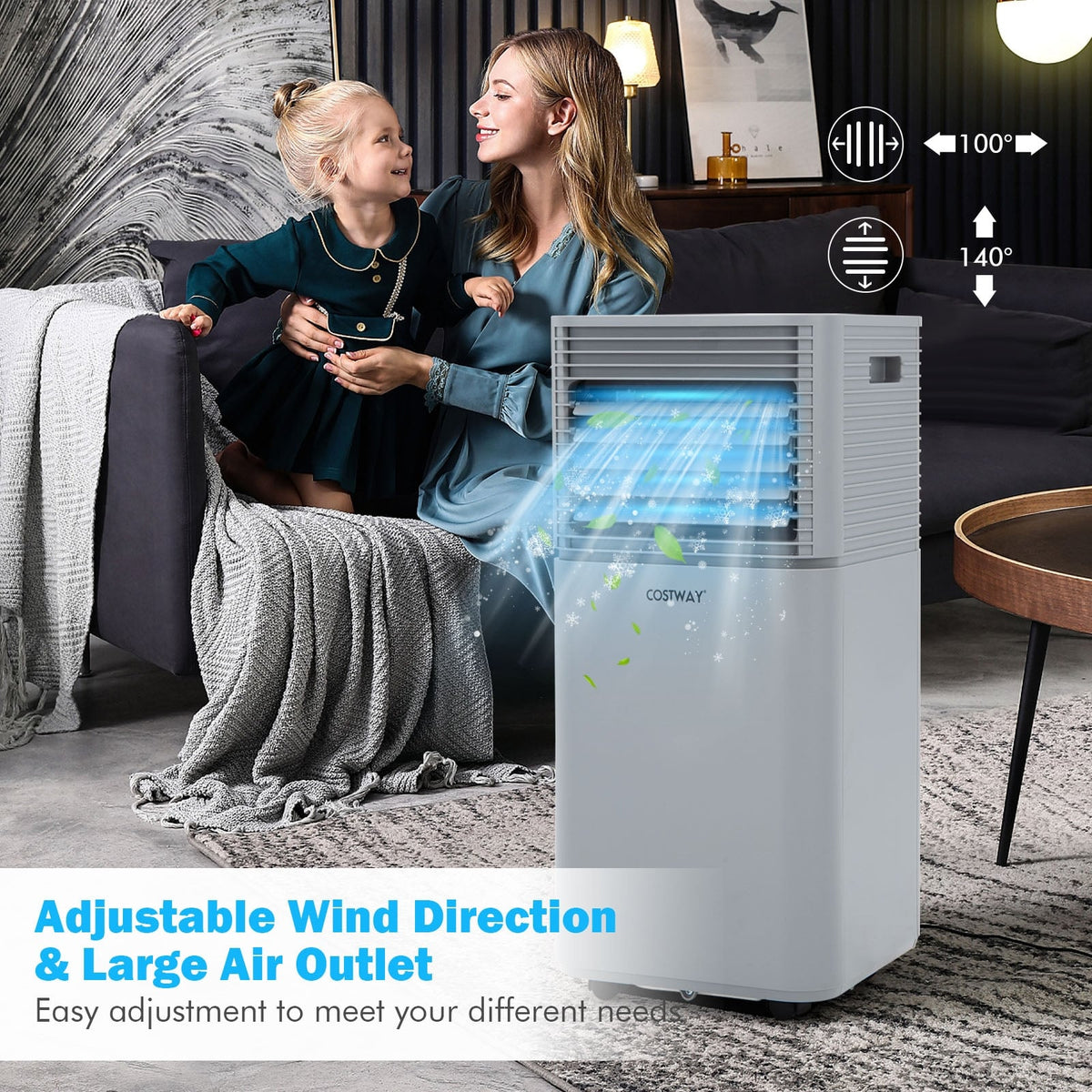 8000 BTU 3-in-1 Air Cooler with Dehumidifier and Fan Mode-Gray-Portable Air Conditioners-DECOROLALA