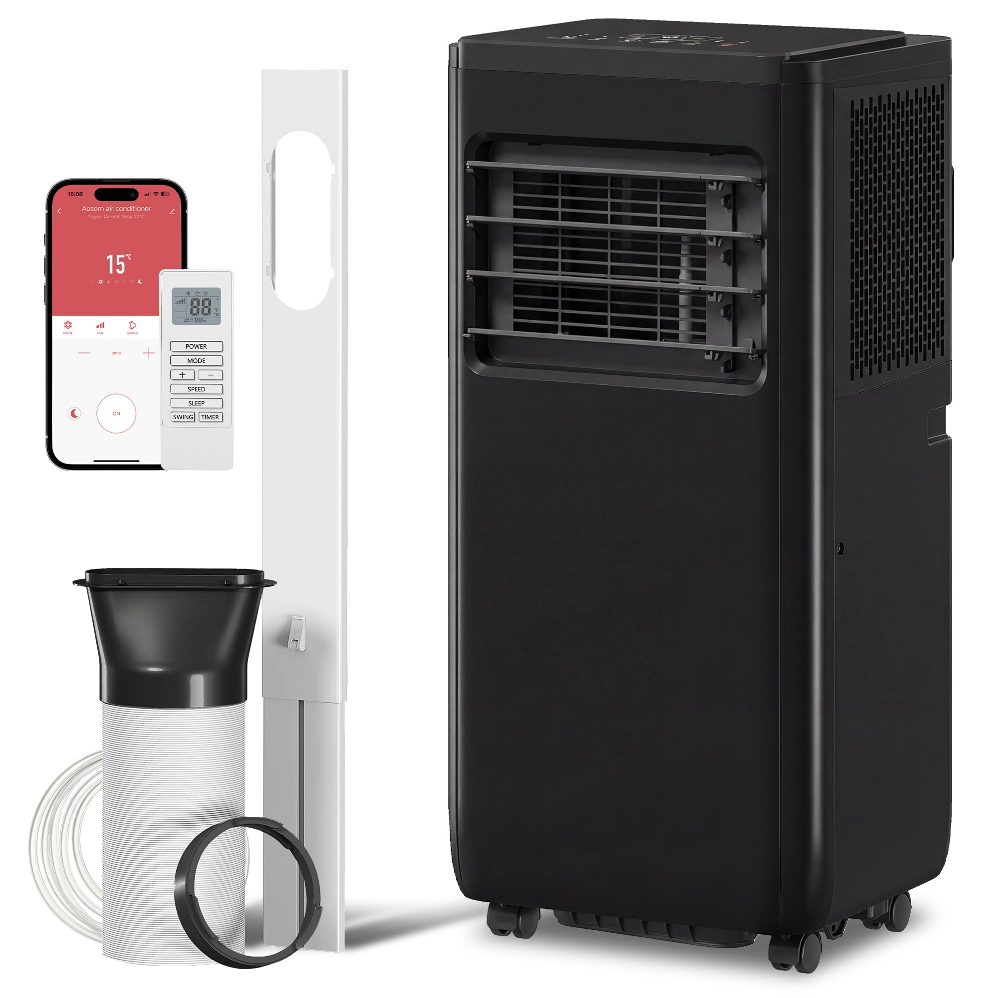 8000 BTU Portable 4-in-1 Air Conditioner - WiFi Black-Air Conditioner-DECOROLALA