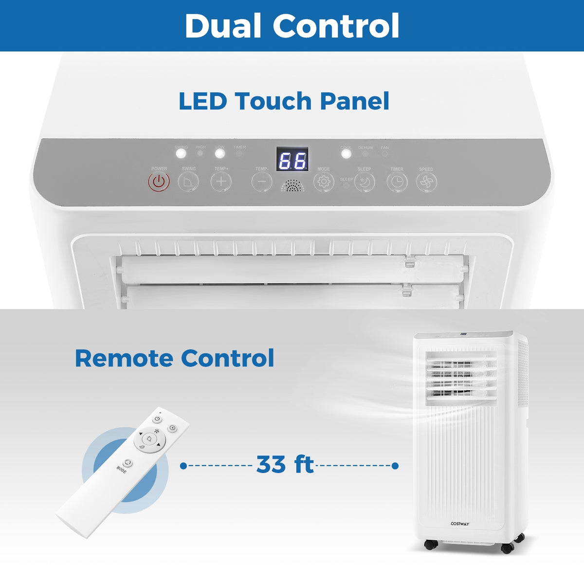 8000 BTU Portable Air Conditioner 3 in 1 AC Unit Fan and Dehumidifier-Portable Air Conditioners-DECOROLALA