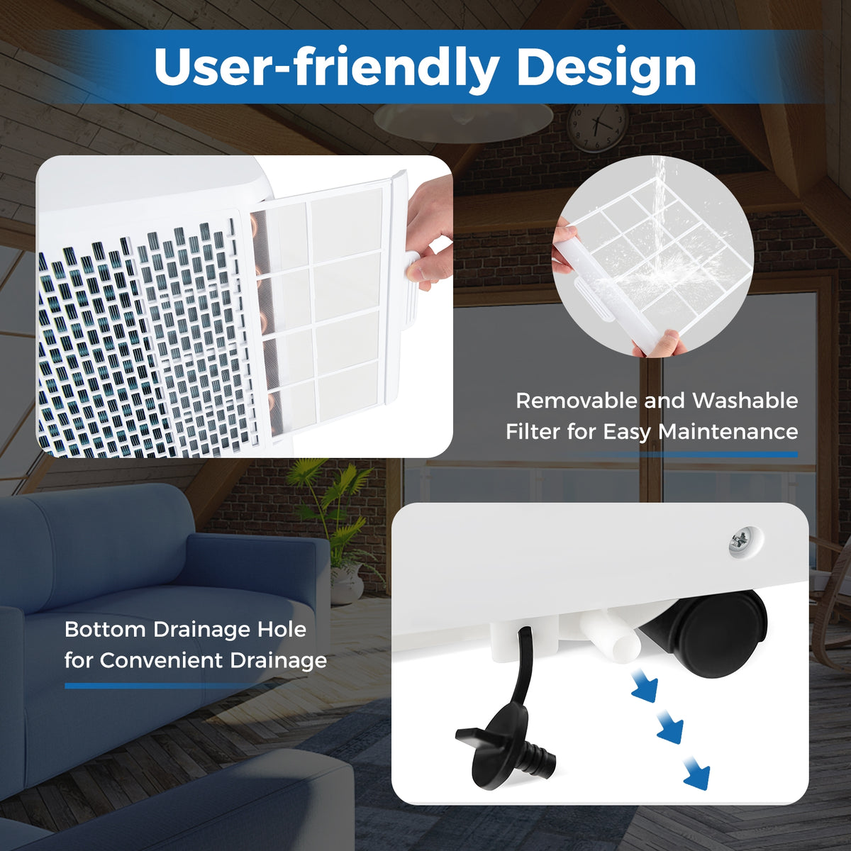 8000 BTU Portable Air Conditioner 3 in 1 AC Unit Fan and Dehumidifier-Portable Air Conditioners-DECOROLALA